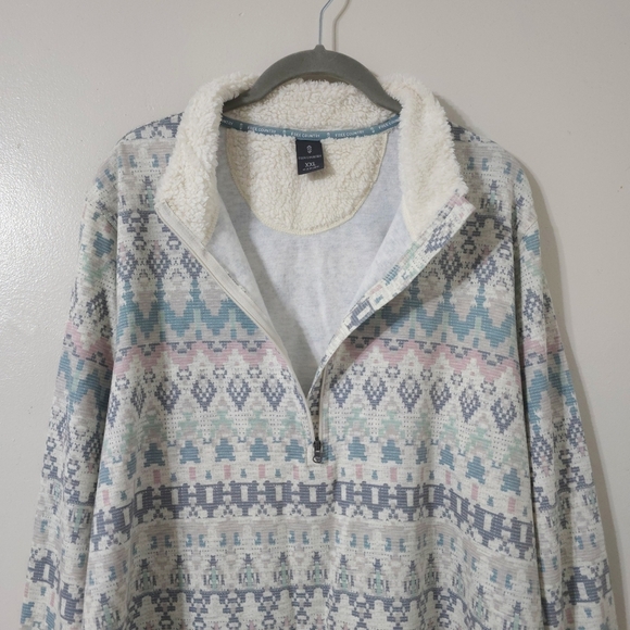 FREE COUNTRY Fleece 1/4 Zip Fair Isle Long Sleeve Pullover, Pastel Colors, XXL - Picture 4 of 16